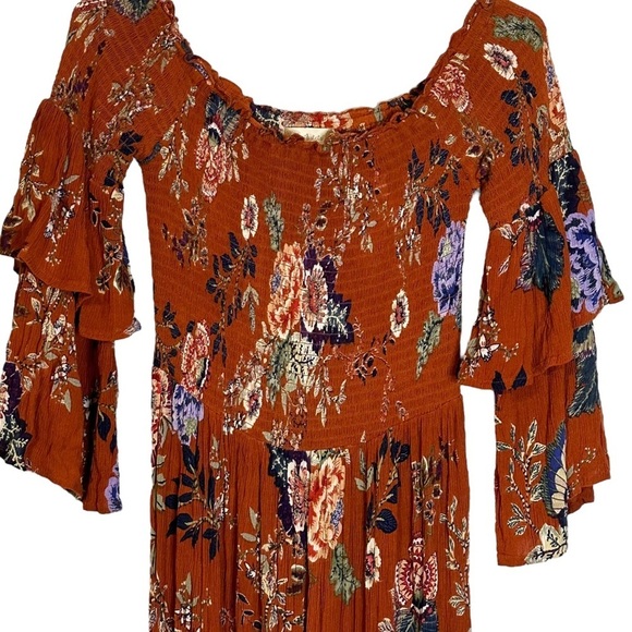 Altar’d State Merida Floral Smocked Off The Shoulder Maxi Dress Small #KA18432 - Picture 3 of 12